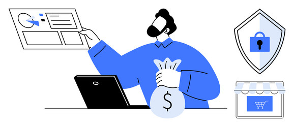 man analyzing digital data for financial security vector image