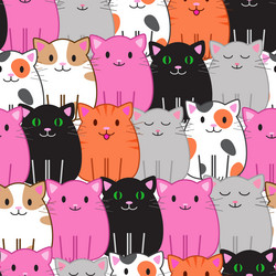 Seamless pattern with funny cartoon cats vector