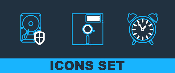 set line alarm clock hard disk drive hdd vector image