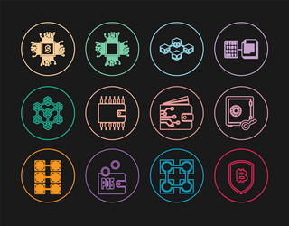set line shield with bitcoin proof of stake vector image