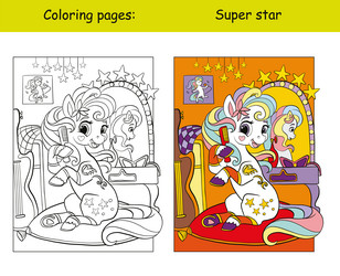 pony coloring book, little pony coloring book for kids, template, vector  illustration, line 25659996 Vector Art at Vecteezy