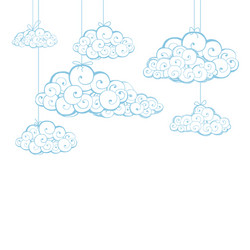 decorative background with clouds sketch vector