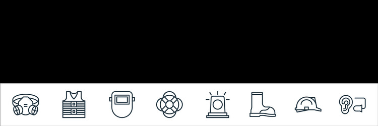 flat rescue and protective line icons linear set vector image