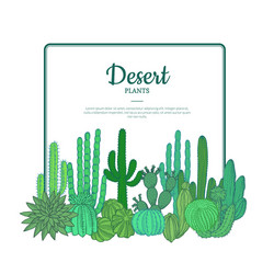 Hand drawn wild cacti plants pattern Royalty Free Vector