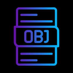 obj file type gradient icon format extension vector image