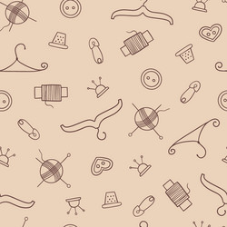 seamless pattern with icons for sewing vector