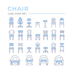 set color line icons chair vector