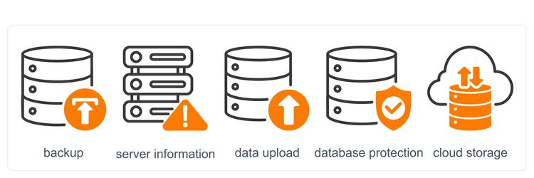 a set of 5 business icons as backup server vector image