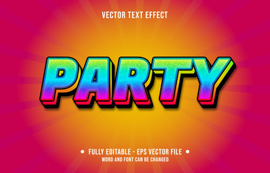 editable text effect gradient style party rainbow vector image