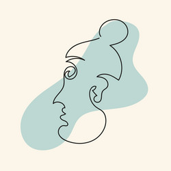 Head with bunch abstract shape in line art vector