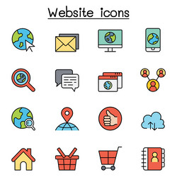 internet browser website icon set in color line vector image