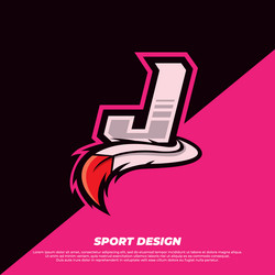 Letter j esport design template with indian fur vector