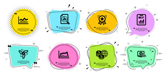 Report document analytics graph and loyalty award vector