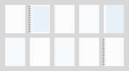 Set of 10 realistic blank paper on gray vector