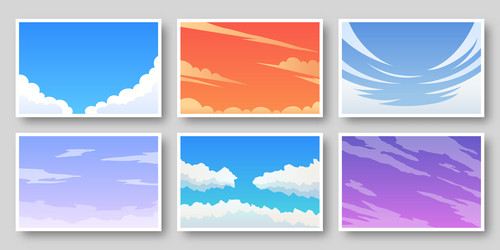 six abstract sky backgrounds with various cloud vector image