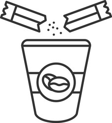 adding sugar to coffee linear icon vector