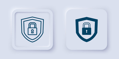 filled and outline shield security with lock icon vector image