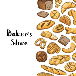 Bakery hand drawn background on white Royalty Free Vector