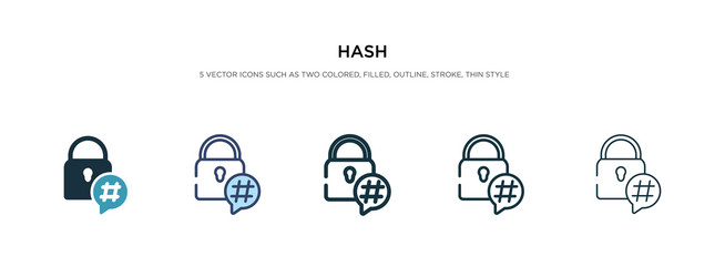 Hash icon in different style two colored vector