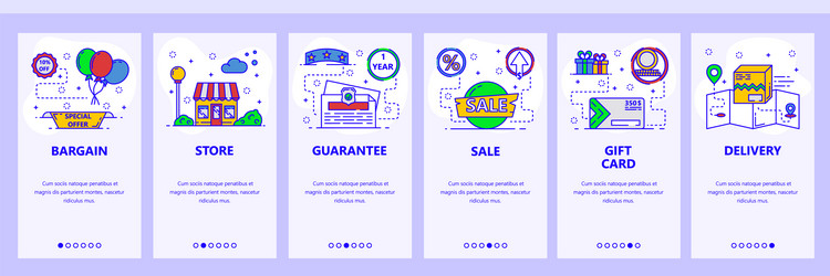 mobile app onboarding screens shopping store vector