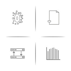 network and database simple linear icons set vector image