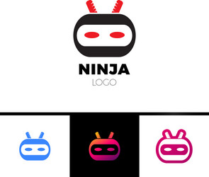 Ninja head logo symbol with red eye and knife vector