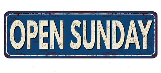 Open sunday vintage rusty metal sign Royalty Free Vector