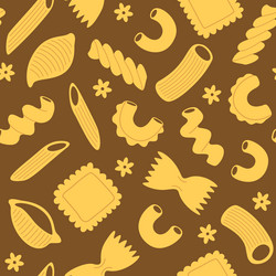 seamless pattern with pasta and macaroni various vector image