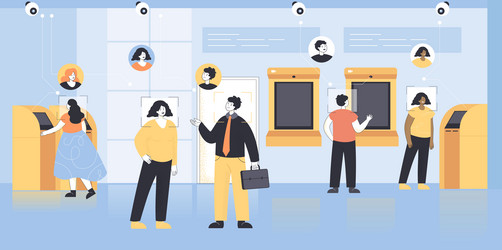 security cameras with facial recognition system vector image