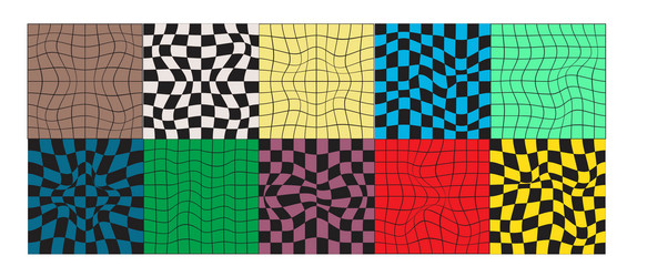 set of distorted checkerboard background samples vector image