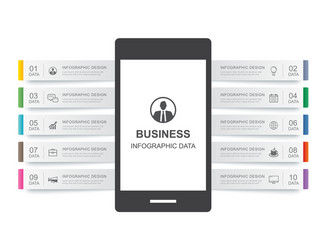 Smartphone Infographic Template – 10 Data Points vector image