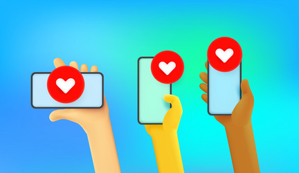 using mobile applications in social network vector image