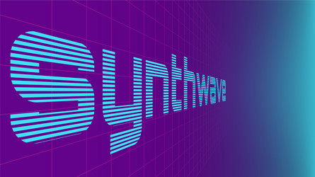 word synthwave on perspective grid vector