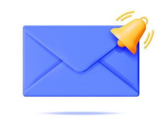 3d mail envelope with bell notification vector image