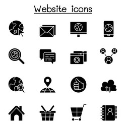 internet browser website icon set in glyph style vector image