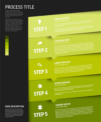 progress template with green steps and icons vector