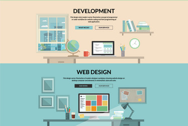 set flat design concepts for web development vector image