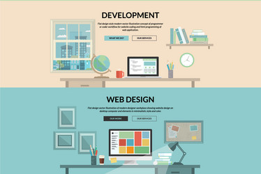 set flat design concepts for web development vector