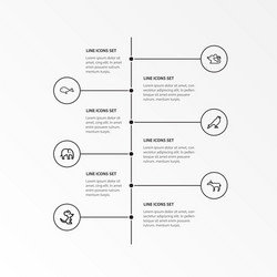 set of 6 editable zoo outline icons includes vector image