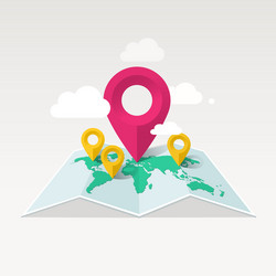 World Map with Location Markers vector image