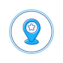 filled outline map pointer with star icon isolated vector image