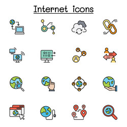 internet connection icon set in color line style vector image