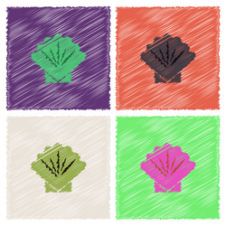scallop sea shell sketch style in hatching vector image