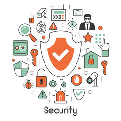security and safety thin line icons set vector image