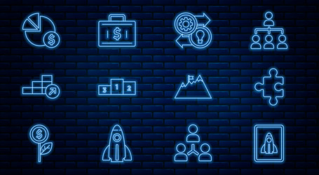set line startup project concept piece of puzzle vector image