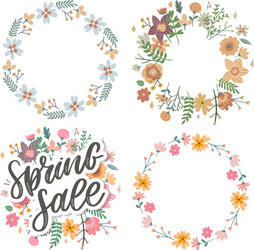 spring sale word hanging on leaves with strings vector image