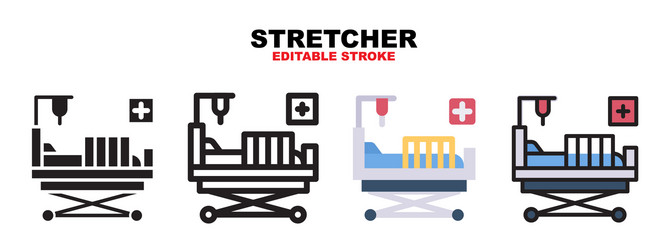 stretcher icon set with different styles vector image