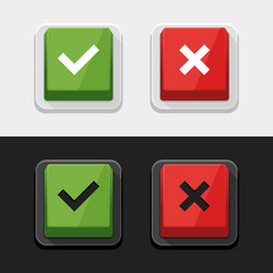 check mark stickers and buttons red green vector