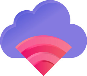 cloud connection wifi signal flat color icon vector image