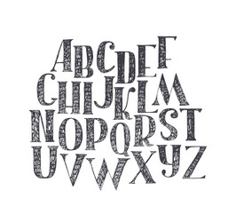 Handwritten ABC Capital Font - A to Z Vector Image